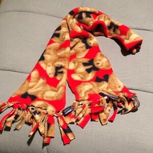 Teddy Bear Patterned Fleece Scarf